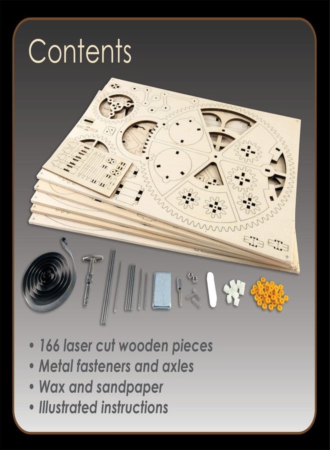 مايندوير ساعة مايند وير جيرجيتس - طقم نموذج ميكانيكي خشبي ثلاثي الأبعاد للمراهقين والبالغين، اصنع ساعتك الخاصة العاملة بتروس متحركة - Image 5